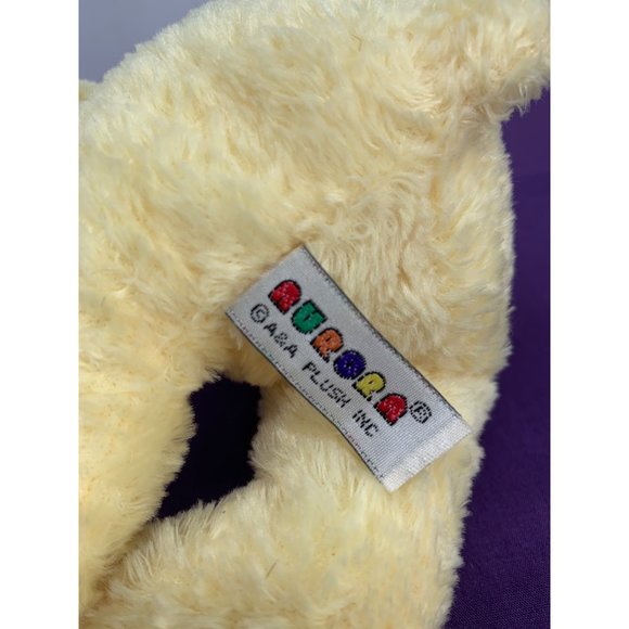 Aurora 6 Inch Sitting Bear Yellow with yellow bow plastic black eyes pellets - Picture 8 of 10